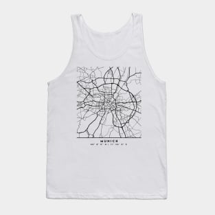 MUNICH GERMANY BLACK CITY STREET MAP ART Tank Top